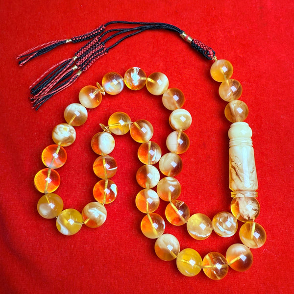 *EXCLUSIVE HONEY WHITE AMBER MISBAHA 14mm 69.9g