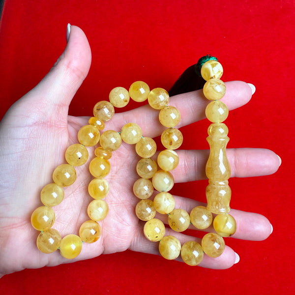 Natural Baltic Amber Tasbih|Misbaha Islamic 33 Prayer Beads 12mm 45.7g