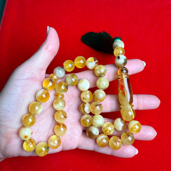 Amber Prayer Beads Islamic Tasbih Misbaha 33 Muslim Rosary 12.7mm 54.6g