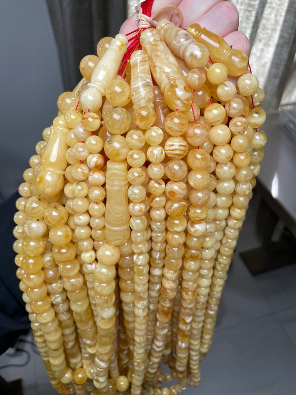 YELLOW/WHITE AMBER MISBAHA 10-14mm