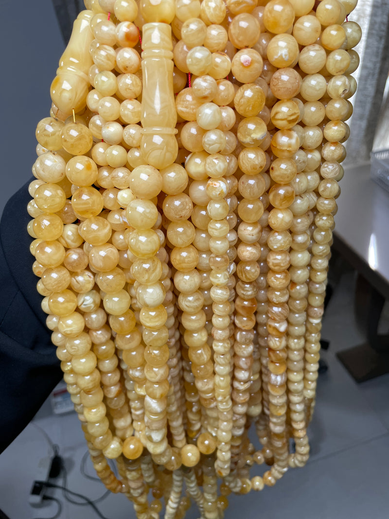 YELLOW/WHITE AMBER MISBAHA 10-14mm