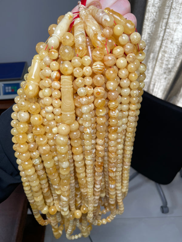 YELLOW/WHITE AMBER MISBAHA 10-14mm