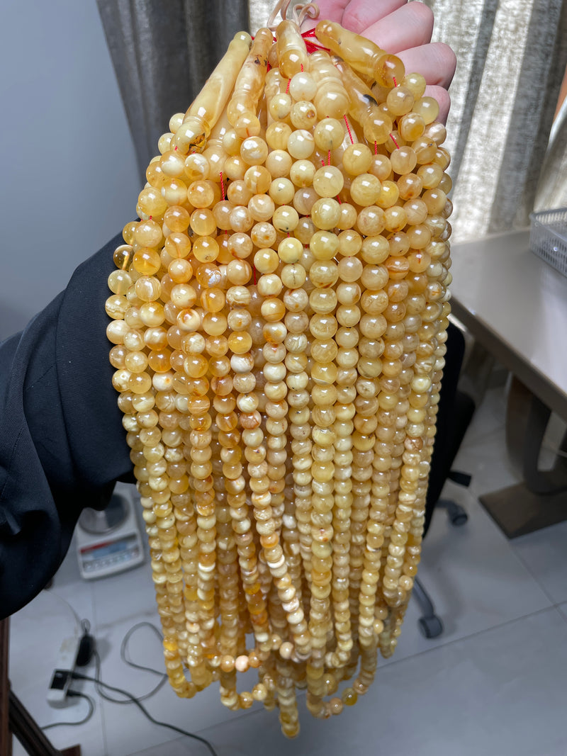 YELLOW/WHITE AMBER MISBAHA 10-14mm