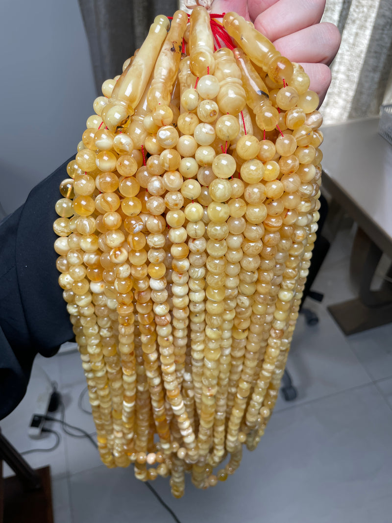 YELLOW/WHITE AMBER MISBAHA 10-14mm