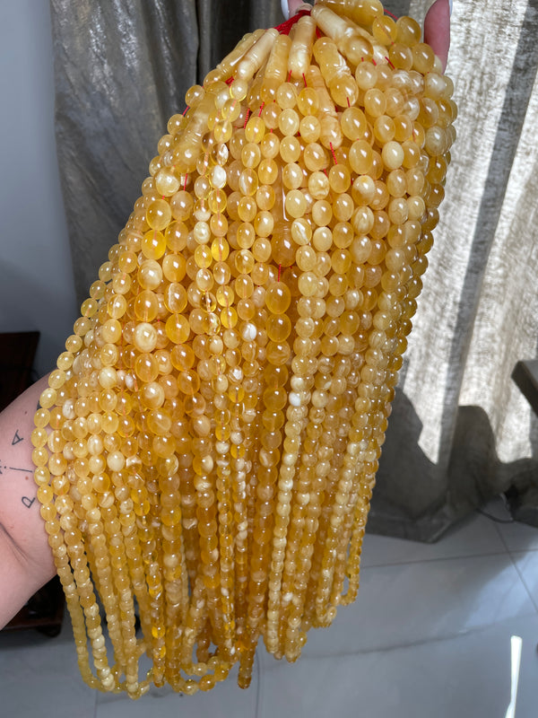 YELLOW TRANSPARENT AMBER MISBAHA 10-12mm