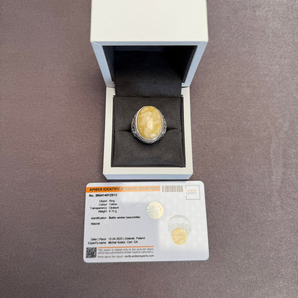 AMBER SILVER RING FOR MAN
