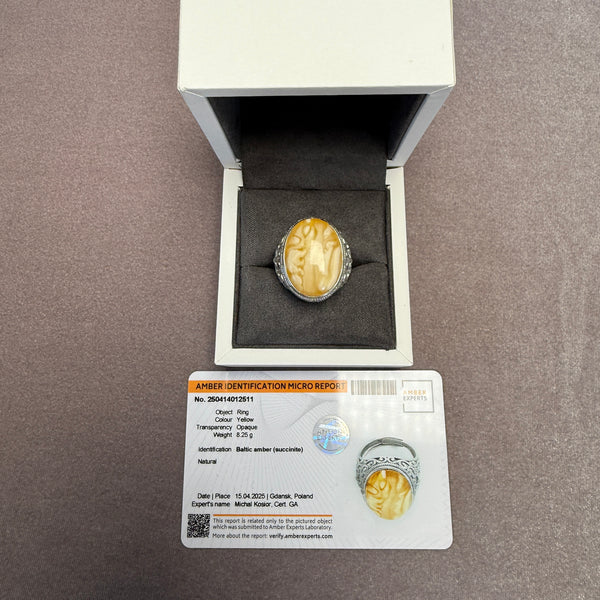 AMBER SILVER RING FOR MAN