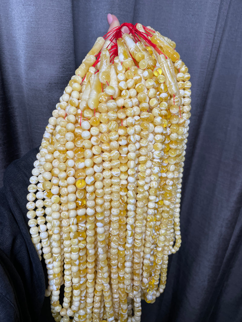 WHITE AMBER MISBAHA 10-15mm