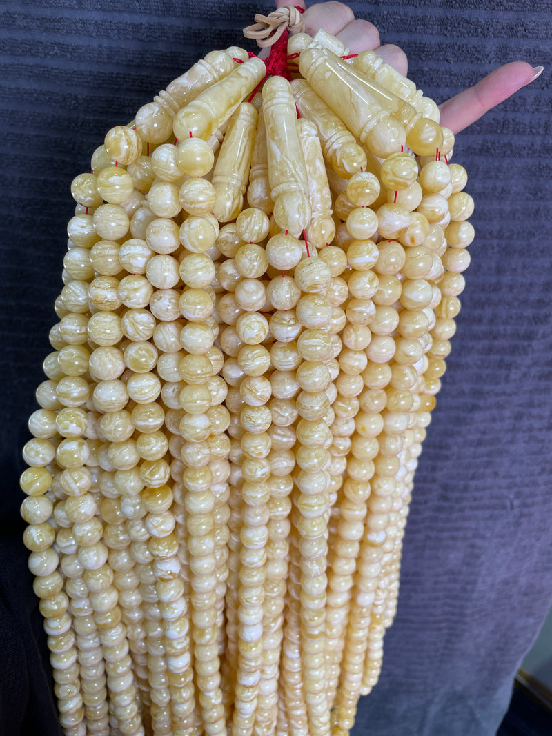 TIGER WHITE AMBER MISBAHA 10-14mm