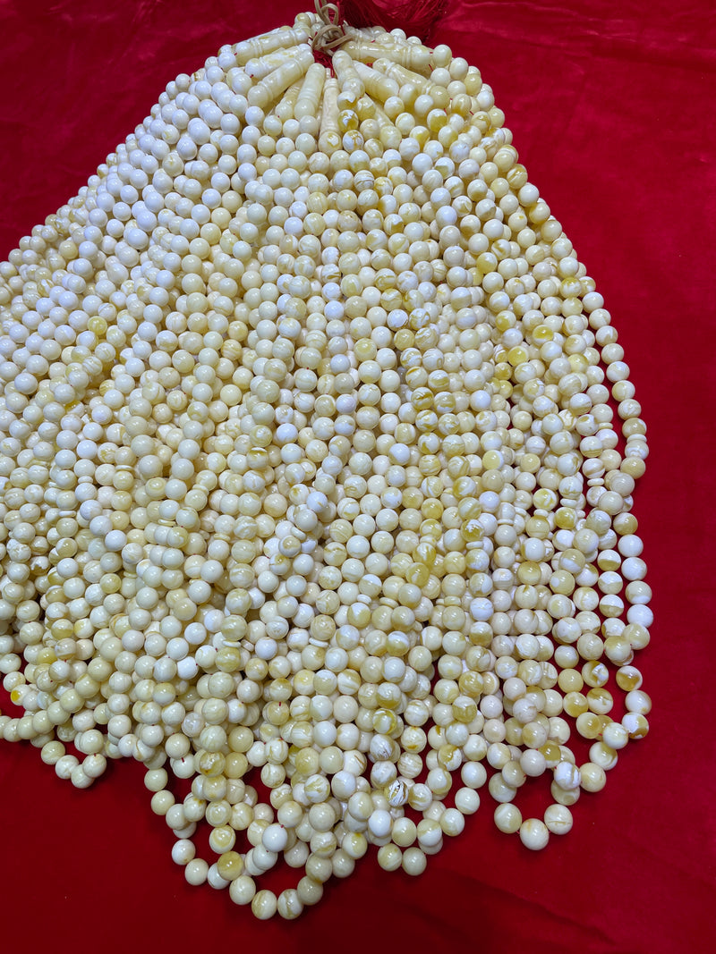 WHITE AMBER MISBAHA 10-14mm