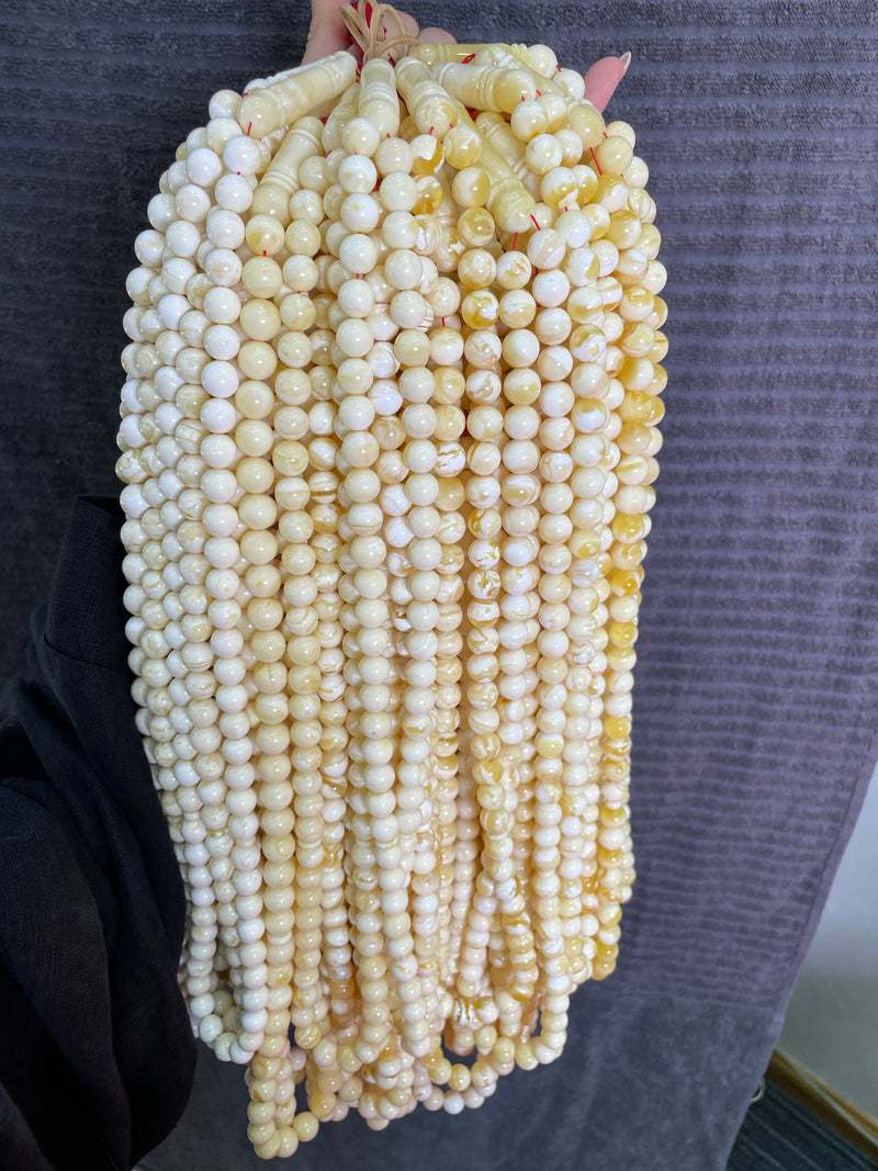 WHITE AMBER MISBAHA 10-14mm