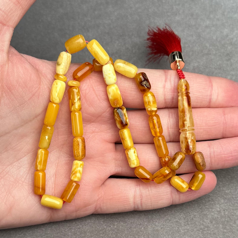 ANTIQUE AMBER MISBAHA 6,2x10,5mm 11,6g