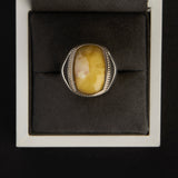 mens amber silver ring 10,70 G 