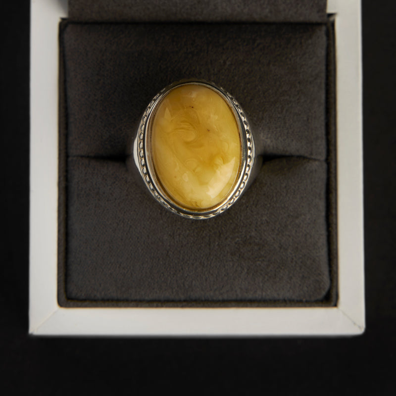 AMBER SILVER RING 13 G [0103122]